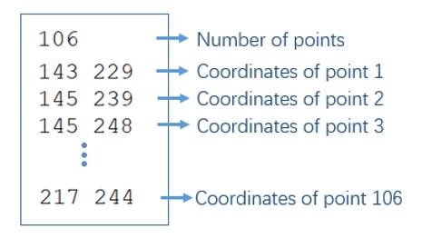 Fig. 2 Example of the landmark file